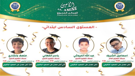 المركب التربوي الأمين يحقق إنجازات غير مسبوقة ويتصدر النتائج الإقليمية والجهوية والوطنية في الامتحانات الإشهادية للموسم الدراسي 2025/2026